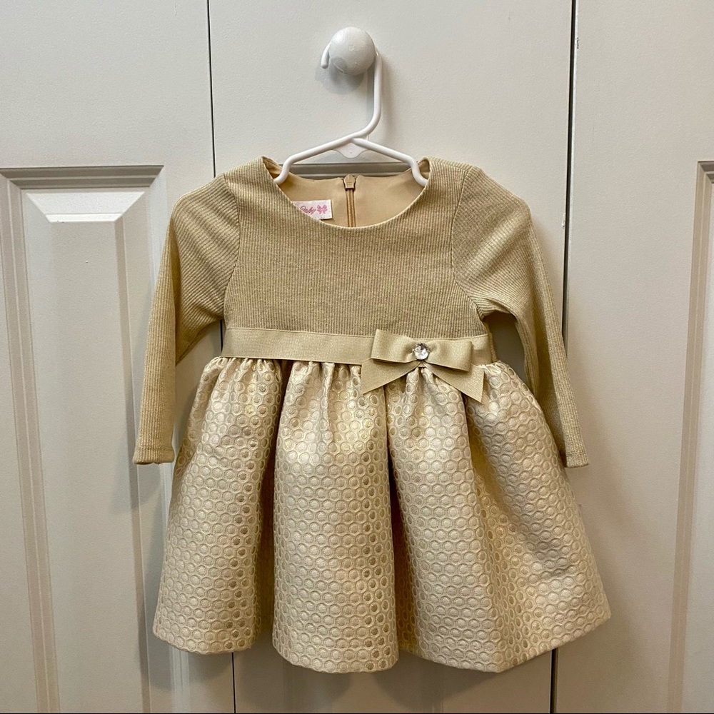 Bonnie Baby Girl Gold Dress 12months